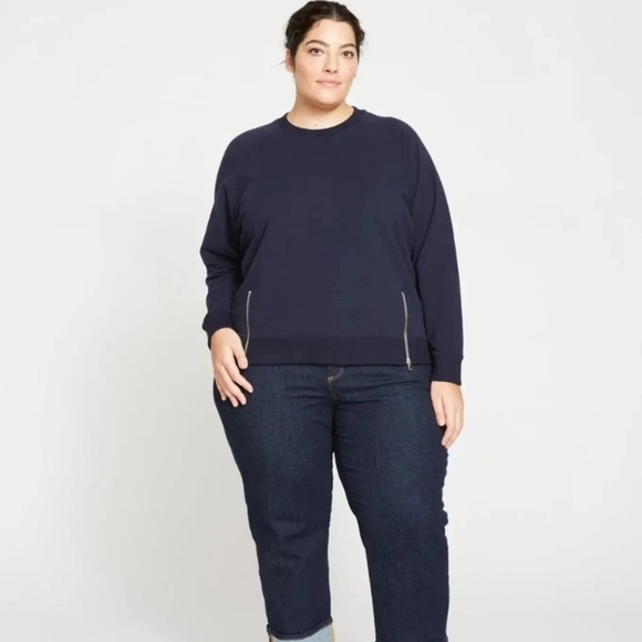 Universal standard midnight blue peachy terry side zip pullover - Picture 1 of 3
